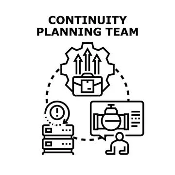 Business continuity planning team managing data crisis recovery Stock Illustration