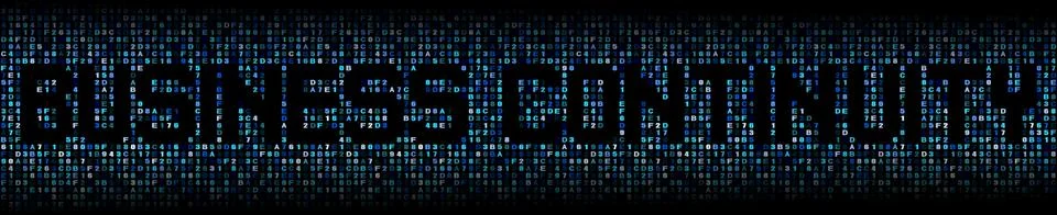 Business Continuity text on hex code illustration Stock Illustration