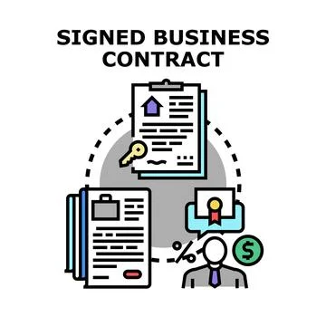Business contract agreement concept with documents and manager Stock-Illustration