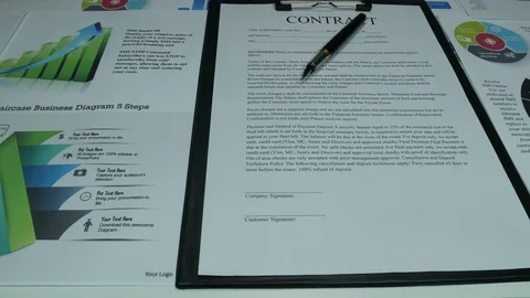 Business contract and dollars Stock Footage 87914836