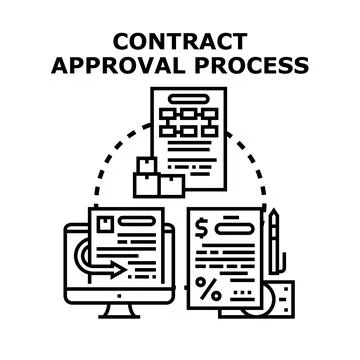 Business contract approval process and document management concept Stock Illustration