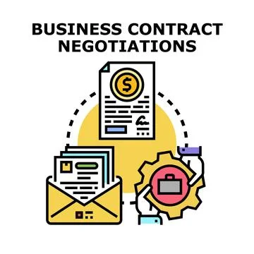 Business contract negotiation process, agreement, and partnership concepts Illustration