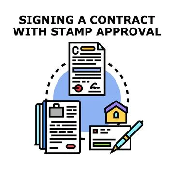 Business contract signing with document approval concept 스톡 일러스트