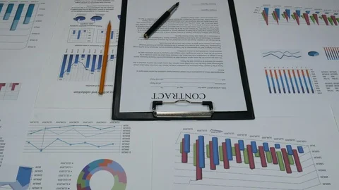 Business contract on the table Stock Footage 87804922