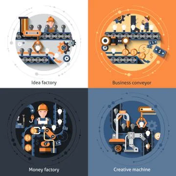Business Conveyor Set 스톡 일러스트