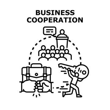 Business cooperation concept with teamwork solution strategy Illustrazione stock