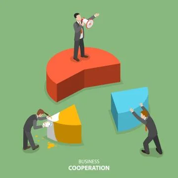 Business cooperation isometric flat vector concept. Stock Illustration