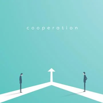 Business cooperation vector concept with two businessman and arrow connected Stock Illustration