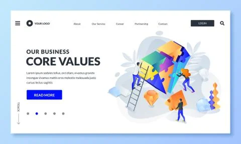 Business core value concept. Vector 3d isometric illustration. People team as Stock Illustration