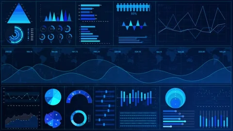 Business Corporate Data analyzing abstract particles digital technology clean Video stock 313725132