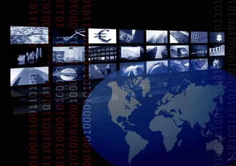 Business corporate, world map, multiple screen Illustrazione stock