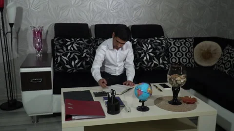 Business on the couch at home Stock Footage 245084791
