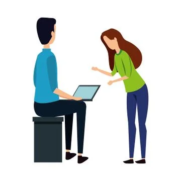 Business couple using laptop computer Stock Illustration