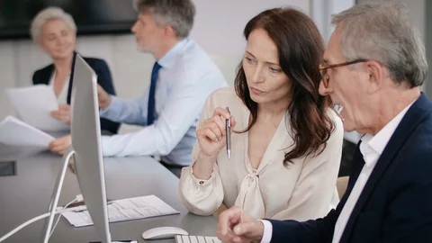 Business couple working on computer Stock Footage 111321256