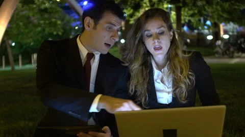 Business Couple Working Outside Stock Footage 210442425