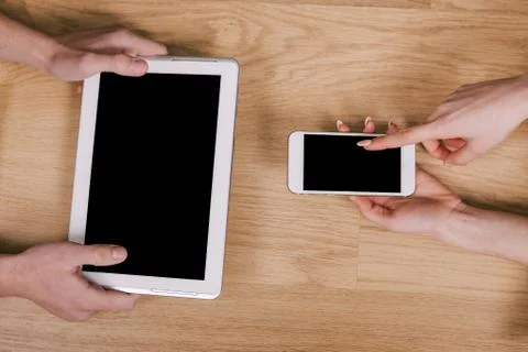 Business couple working with technology Stock Photos