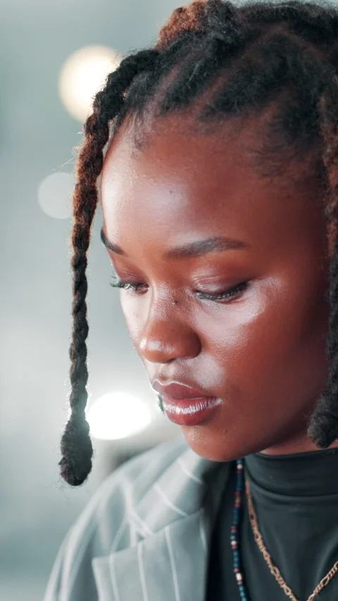 Business, creative and reading with black woman in office for design or web Stock Footage 307630787