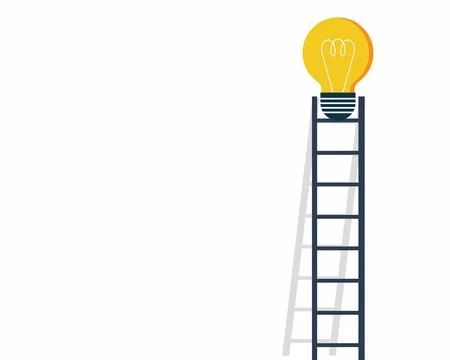 Business creative idea solution ladder reaching idea bulb on the top Stock Illustration