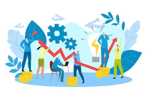 Business creative team work isolated vector illustration. People working in team Stock Illustration