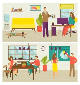 Business creative teamwork banners set of vector illustration. People working in Stock-Illustration