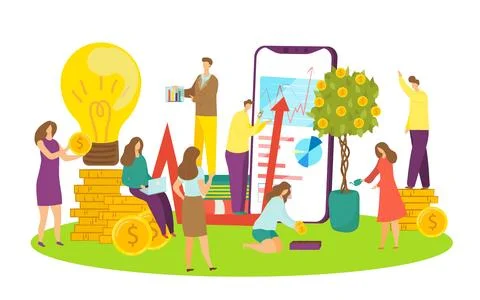 Business creative teamwork start up vector illustration. Businessmen and Stock Illustration