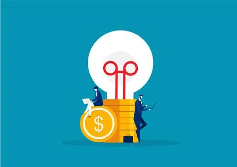 Business creativity on big light bulb idea vector Stock Illustration