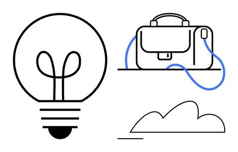 Business Creativity Concept with Light Bulb, Briefcase, and Cloud イラスト素材