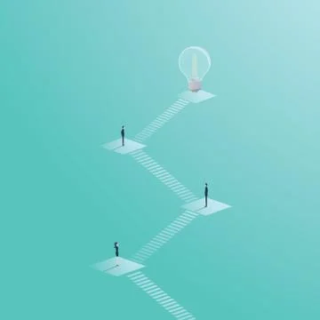 Business creativity vector concept with lightbulb. Creative teamwork process Stock Illustration