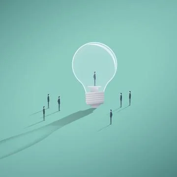 Business creativity vector concept with lightbulb. Creative teamwork process. Stock Illustration