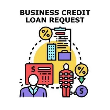 Business credit loan application process and debt Stock Illustration