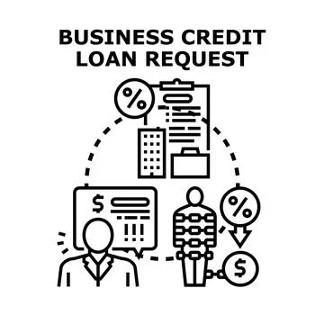 Business credit loan application process and debt Stock Illustration