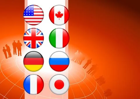 Business Crowd on Internet Flag Buttons Background Stock Illustration