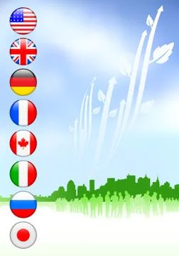Business Crowd on Internet Flag Buttons Background Ilustración de archivo