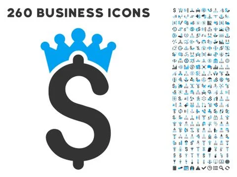 Business Crown Icon with Flat Vector Set Illustrazione stock