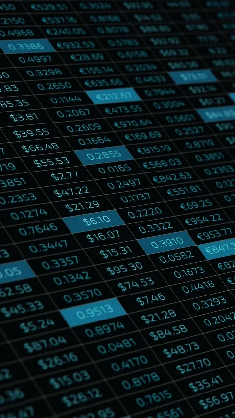 Business currency data table counting vertical animation Stock Footage 345329731