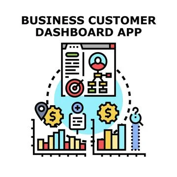 Business customer dashboard analyzing financial data application Stock Illustration
