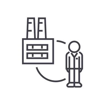 Business to customer,factory to consumer vector line icon, sign, illustration on Stock Illustration