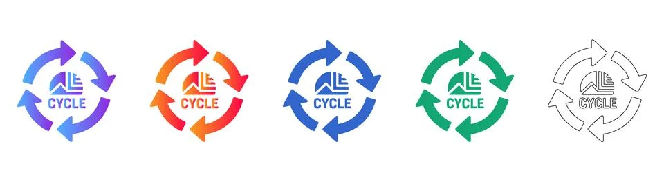Business Cycle Icon Set in Five Styles Stock Illustration