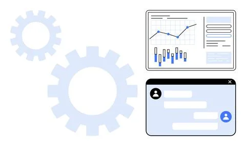 Business dashboard with analytics graph and messaging interface, symbolizin.. 스톡 일러스트
