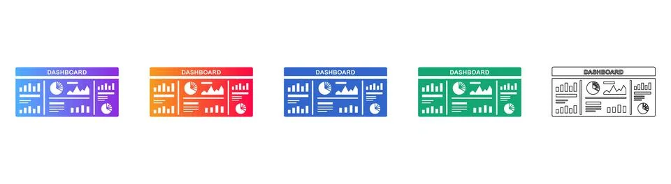 Business Dashboard Analytics Interface Icons 스톡 일러스트