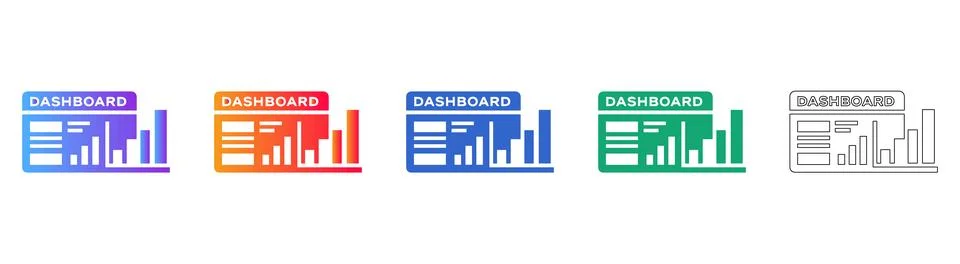 Business Dashboard and Data Analytics Interface Icons Stock Illustration