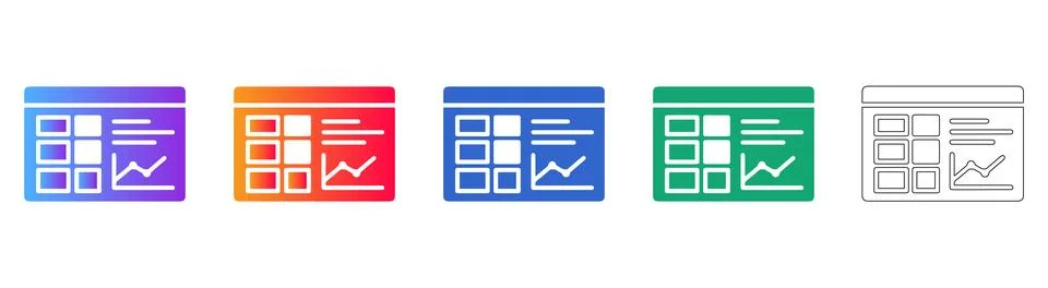 Business Dashboard and Data Table Icon Set イラスト素材
