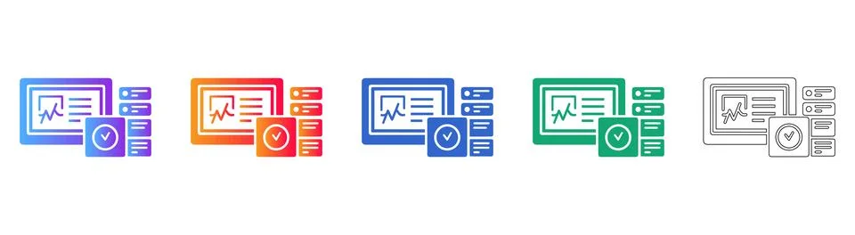 Business Dashboard and Workflow Validation Icons Stockillustratie