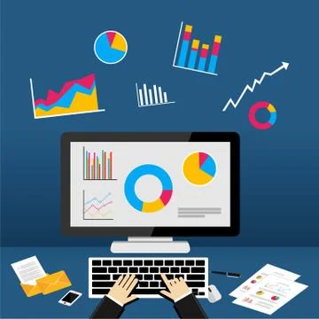 Business dashboard on computer. Stock Illustration