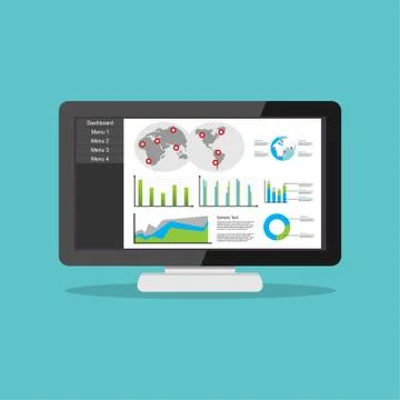 Business dashboard interface. Business chart visual graphics report concept. Stock Illustration