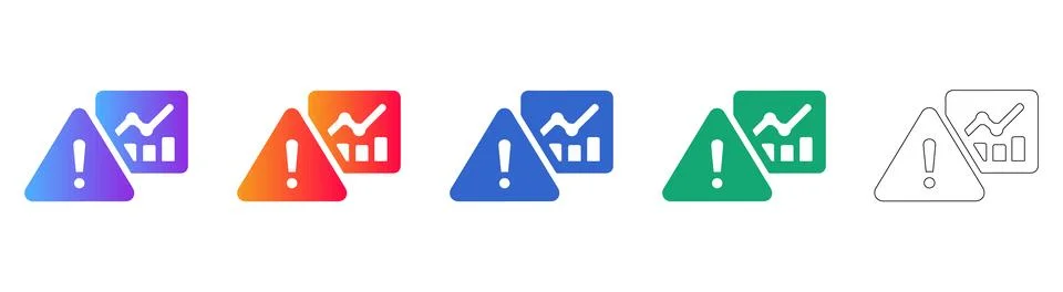 Business Data Alert Icon Set Illustrazione stock