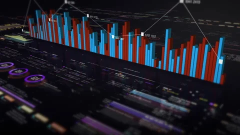 Business Data Analysis and Animated Graphs Vídeo Stock 264090696
