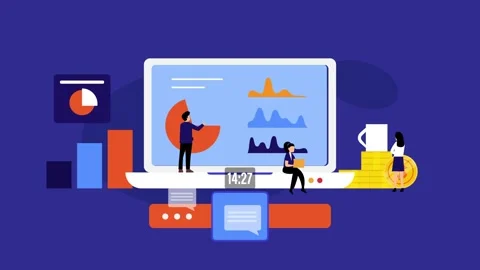 Business Data Analysis and Financial Statistics Dashboard cartoon animation 動画素材 337945089