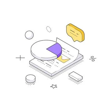 Business Data Analysis And Financial Statistics Report Concept Isometric Ve.. Ilustración de archivo