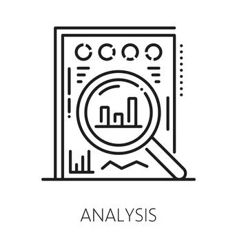 Business data analysis and inspection line icon Illustrazione stock